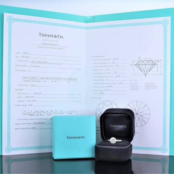 19851 Tiffany & Co. Embrace Platinum 1.09ct Round G VVS1 Diamond Engagement Ring - Picture 2 of 7
